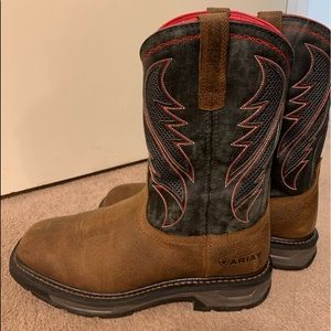 ONLY WORN ONCE ARIAT WORK BOOTS FOR MEN (WATERPROOF)